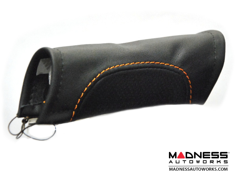 FIAT 500 eBrake Handle Cover - Leather - Black w/ Orange Stitching